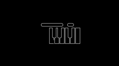 Beyaz çizgi Müzik Sentezleyici simgesi siyah arkaplanda izole edildi. Elektronik piyano. 4K Video hareketli grafik canlandırması.