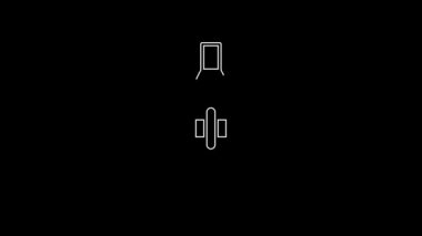 White line Electronic cigarette icon isolated on black background. Vape smoking tool. Vaporizer Device. 4K Video motion graphic animation.