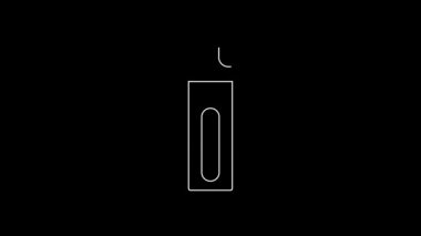White line Electronic cigarette icon isolated on black background. Vape smoking tool. Vaporizer Device. 4K Video motion graphic animation.