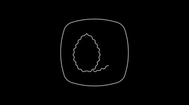 White line Tobacco leaf icon isolated on black background. Tobacco leaves. 4K Video motion graphic animation.