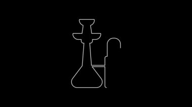 White line Hookah icon isolated on black background. 4K Video motion graphic animation.
