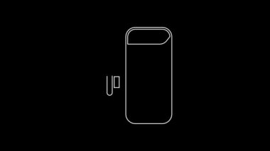 White line Electronic cigarette icon isolated on black background. Vape smoking tool. Vaporizer Device. 4K Video motion graphic animation.