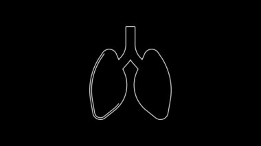White line Disease lungs icon isolated on black background. 4K Video motion graphic animation.