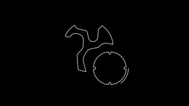 White line World time icon isolated on black background. 4K Video motion graphic animation.