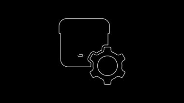 White line Calendar settings icon isolated on black background. Date settings. 4K Video motion graphic animation.