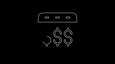 White line Payday, calendar with dollar icon isolated on black background. 4K Video motion graphic animation.
