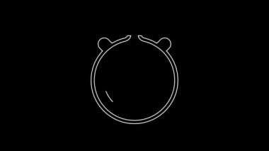 Siyah arkaplanda beyaz çizgi Stopwatch simgesi izole edildi. Zaman göstergesi. Kronometre işareti. 4K Video hareketli grafik canlandırması.