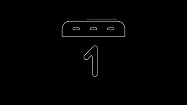 Siyah arkaplanda beyaz çizgi takvim simgesi izole edildi. Olay hatırlatma sembolü. 4K Video hareketli grafik canlandırması.