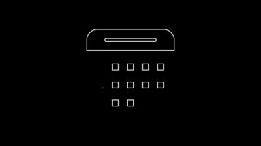 Siyah arkaplanda beyaz çizgi takvim simgesi izole edildi. Olay hatırlatma sembolü. 4K Video hareketli grafik canlandırması.