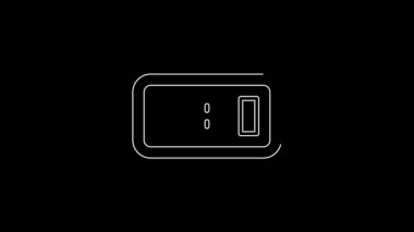 Beyaz çizgi dijital alarm saati simgesi siyah arkaplanda izole edildi. Elektronik çalar saat. Zaman simgesi. 4K Video hareketli grafik canlandırması.