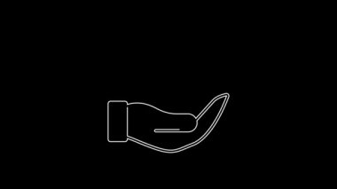 White line Worker icon isolated on black background. Business avatar symbol user profile icon. Male user sign. 4K Video motion graphic animation.