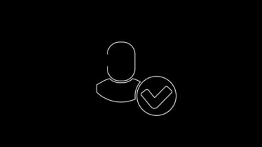 White line Worker icon isolated on black background. Business avatar symbol user profile icon. Male user sign. 4K Video motion graphic animation.