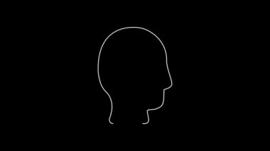 White line Worker icon isolated on black background. Business avatar symbol user profile icon. Male user sign. 4K Video motion graphic animation.