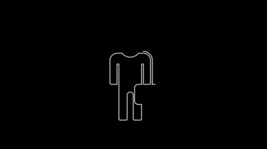 White line Businessman icon isolated on black background. Business avatar symbol user profile icon. Male user sign. 4K Video motion graphic animation.