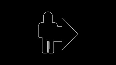 White line Leader of a team of executives icon isolated on black background. 4K Video motion graphic animation.