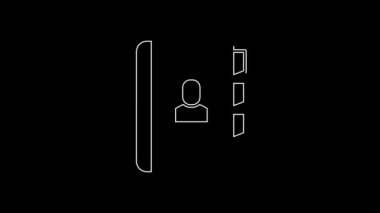 Beyaz çizgi simgesini siyah arkaplanda izole et. Özgeçmiş başvurusu. Profesyonel personel aranıyor. Personel analizi devam ediyor. 4K Video hareketli grafik canlandırması.