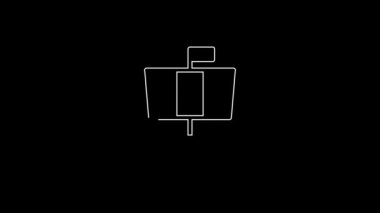 White line Ancient viking scandinavian drakkar icon isolated on black background. Viking transport ship. 4K Video motion graphic animation.