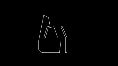White line Waterfall icon isolated on black background. 4K Video motion graphic animation.