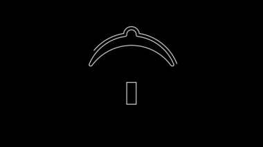 Siyah arkaplanda beyaz çizgi seçici simgesi izole edildi. 4K Video hareketli grafik canlandırması.