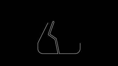 Beyaz çizgi dağ simgesi siyah arkaplanda izole edildi. Zaferin ya da başarının sembolü. 4K Video hareketli grafik canlandırması.