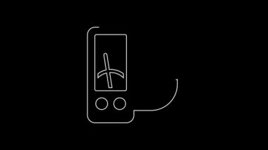 Beyaz çizgi Ampere ölçer, multimetre, voltmetre simgesi siyah arkaplanda izole edilmiş. Elektrik akımını ölçmek için araçlar. 4K Video hareketli grafik canlandırması.