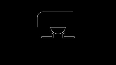 White line Buzzer in electronic circuit icon isolated on black background. 4K Video motion graphic animation.