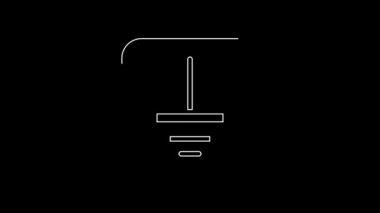 White line Electrical symbol ground icon isolated on black background. Protective earth ground symbol icon in electricity. 4K Video motion graphic animation.
