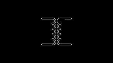 White line Electrical transformer icon isolated on black background. 4K Video motion graphic animation.