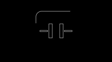White line Electrolytic capacitor icon isolated on black background. 4K Video motion graphic animation.