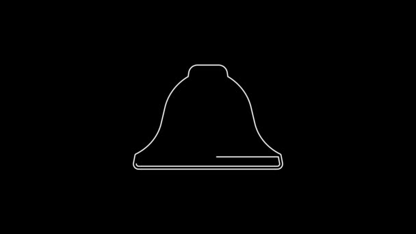 White Line Firefighter Helmet Fireman Hat Icon Isolated Black Background — Wideo stockowe