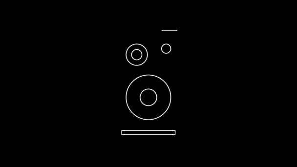 Λευκή Γραμμή Stereo Ηχείο Εικονίδιο Απομονώνονται Μαύρο Φόντο Ηχεία Ηχοσυστήματος — Αρχείο Βίντεο