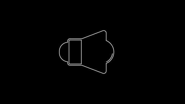 Vit Linje Megaphone Ikon Isolerad Svart Bakgrund Talarskylt Video Motion — Stockvideo