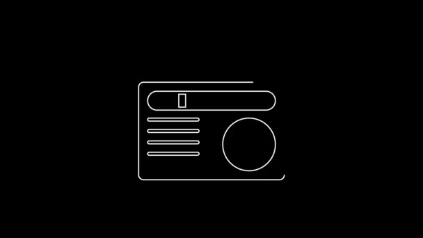 白色线收音机 天线图标隔离在黑色背景上 4K视频运动图形动画 — 图库视频影像