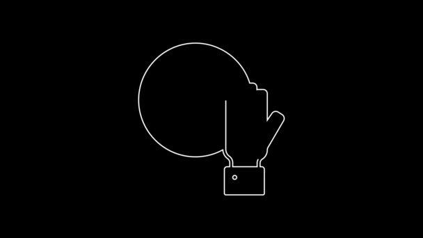 Диджей Белой Линии Играющий Музыкальную Икону Черном Фоне Видеографическая Анимация — стоковое видео