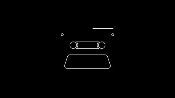 Bílá Čára Retro Audio Kazeta Ikona Izolované Černém Pozadí Grafická — Stock video