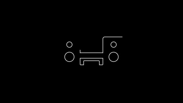 White Line Home Stereo Two Speakers Icon Isolated Black Background — Stock Video
