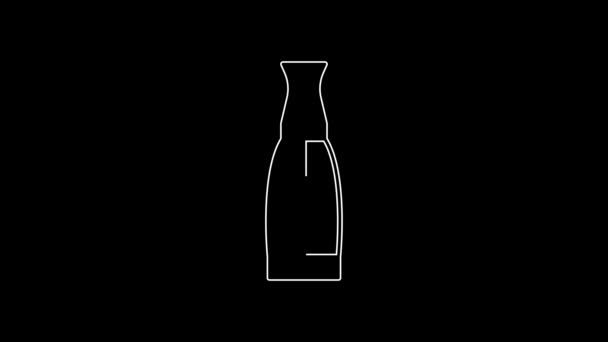 White Line Vape Liquid Bottle Electronic Cigarettes Icon Isolated Black — Video Stock