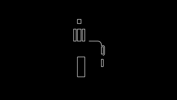 White Line Vape Mod Device Icon Isolated Black Background Vape — Vídeo de stock