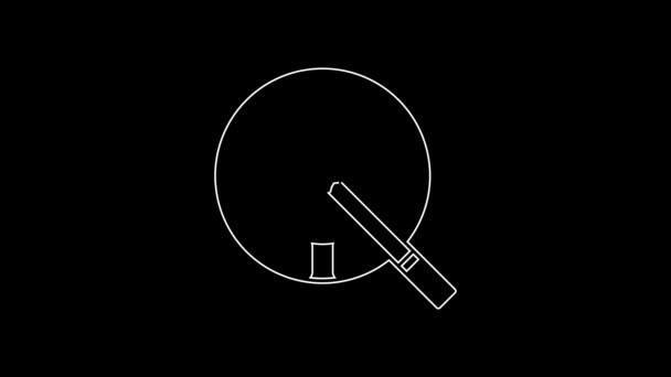 Άσπρο Τασάκι Γραμμής Εικόνα Τσιγάρου Απομονωμένο Μαύρο Φόντο Γραφική Κίνηση — Αρχείο Βίντεο