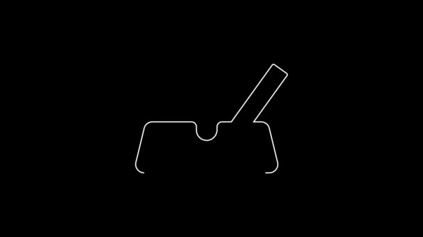 White Line Ashtray Cigarette Icon Isolated Black Background Video Motion — Vídeo de Stock