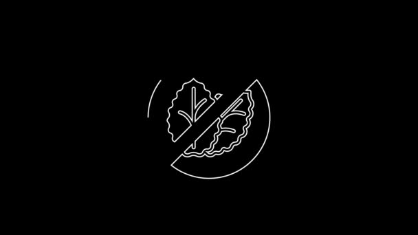 White Line Tobacco Leaf Icon Isolated Black Background Tobacco Leaves — Stok video