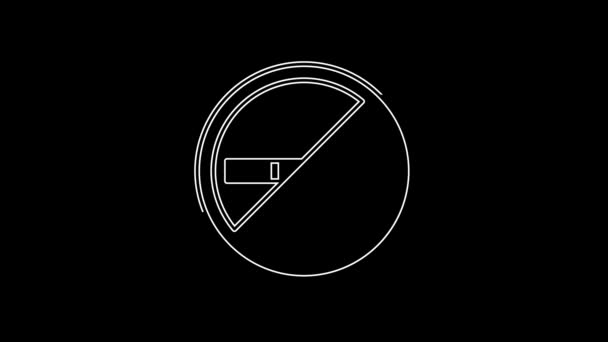 White Line Smoking Icon Isolated Black Background Cigarette Smoking Prohibited — Stockvideo