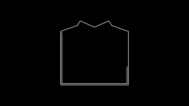 白線黒の背景に分離されたタイアイコン ネクタイとネックレスのシンボル 4Kビデオモーショングラフィックアニメーション — ストック動画