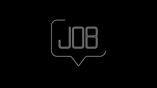White Line Search Job Icon Isolated Black Background Recruitment Selection — Stockvideo