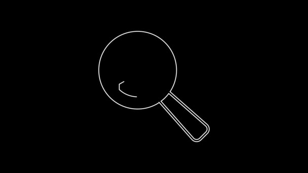 White Line Magnifying Glass Search Job Icon Isolated Black Background — ストック動画