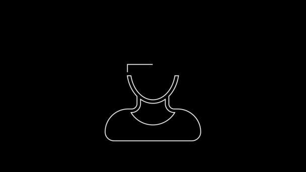 White Line Viking Head Icon Isolated Black Background Video Motion — Wideo stockowe