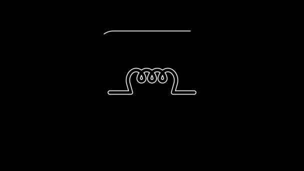 White Line Inductor Electronic Circuit Icon Isolated Black Background Video — Video Stock