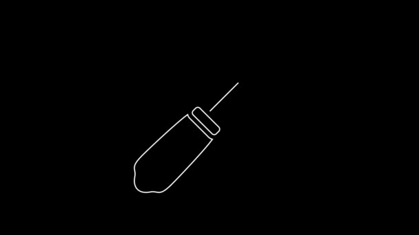 Biała Linia Ikona Śrubokręta Izolowana Czarnym Tle Symbol Narzędzia Serwisowego — Wideo stockowe