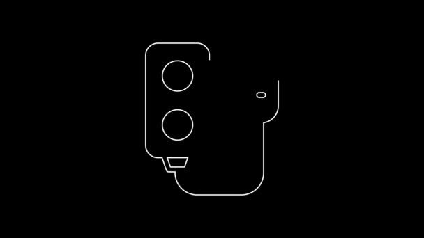 Witte Lijn Elektrische Verlengsnoer Pictogram Geïsoleerd Zwarte Achtergrond Stroomstopcontact Video — Stockvideo