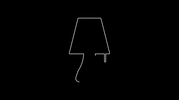 Biała Linia Ikona Lampy Stołowej Izolowana Czarnym Tle Animacja Graficzna — Wideo stockowe